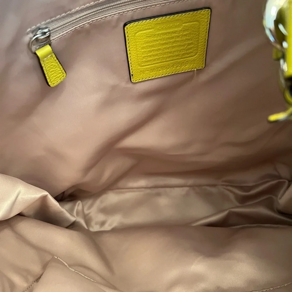 Coach Avery Hobo F28911 Natural & Chartreuse Canvas Leather Shoulder Bag